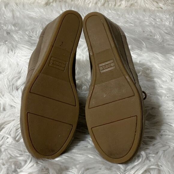 TOMS wedge booties suede lace up beige 740817 women’s sz 8 - Picture 7 of 11